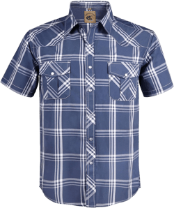 Men's Western Cowboy Pearl Snap Shirts Button up Plaid Solid Short Sleeve Pocket Work Shirt Medium Navy, White/S, 38#