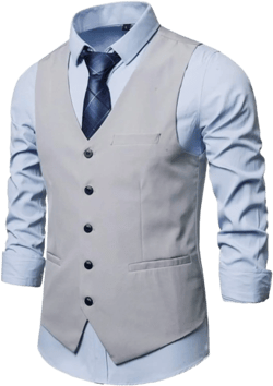 Men's Business Suit Vest - Men Spring Autumn Fashion V Neck Multiple Pockets Waistcoat Solid Color Single Breasted Slim Busi 6X-Large Light Grey