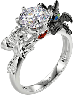 Jeulia Hug Me Strongest Romance Dragon Couple Round Cut Sterling Silver Ring for Women Wife Girlfriend Engagement Wedding Anniversary Valentin’s Day Birthday With Jewelry Box 7
