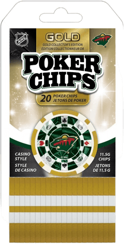 MasterPieces Casino Style 20 Piece 11.5 Gram Poker Chip Set NHL Minnesota Wild Gold Edition