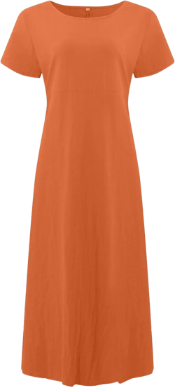Ladies Summer Comfortable Loose Solid Color Short Sleeve Long Dress Pants Stretchy Women X-Large Orange