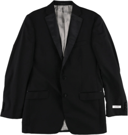 Calvin Klein Mens Solid Contrast Three Button Blazer Jacket, Black, 39 Long