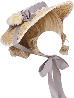 Victorian Hat Tea Party Sun Hat Lace Ribbons Straw Hats Lolita Flower Straw Hat Beach Hat for Women One Size Gray