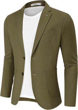 TURETRENDY Men's Casual Blazer Linen Sport Coat Two Button Lightweight Jackets Business Daily Suit Medium Army Green