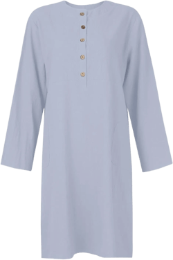 Linen Dresses for Women Casual Summer Comfy Knee-Length Shirt Dresses with Pockets Classic Solid Long Sleeve Dresses 4X-Large X004-light Gray