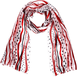 SERENITA Satin Scarf Hair Wraps for Women Music Note Gifts American Flag Bandana Shamrock Clover St. Patrick's Day Easter Stars and Stripes-white