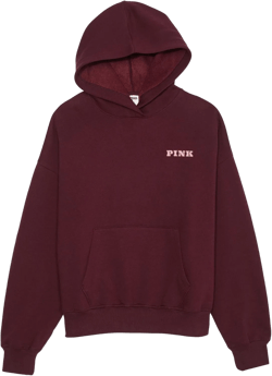 Victoria's Secret Women's PINK Logo Campus Hoodie Sweatshirt, Purple, (L)