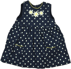 Pre-owned: Little Me Girls Navy | White | Yellow Dress size: 24 Months (Excellent)