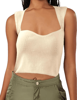 Womens Sleeveless Halter Crop Top Knit Sweater Vest Ribbed Camisole Tank Tops