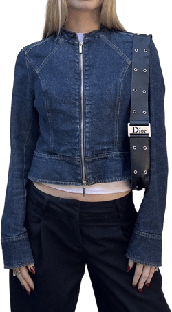 Vintage 00s denim double zip jacket