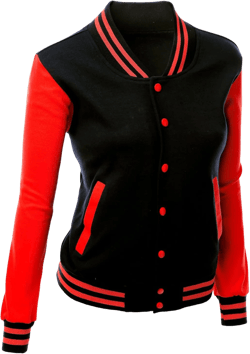 Women's Stylish Color Contrast Long Sleeves Varsity Jacket XX-Large Kwoja024 Black Red