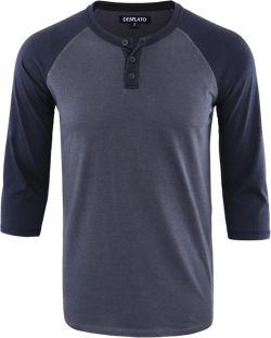 Men's Casual Vintage 3/4 Sleeve Active Sports Henley Baseball Jersey Knit T Shirts Small Cadet Blue/Navy