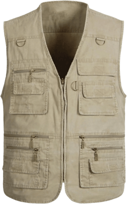 Men's Lightweight Utility Fishing Vest V Neck Safari Photographer Vests Large Khaki