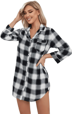Plaid Lapel Collar Shirt Dress