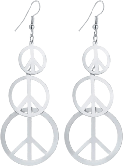IDB Delicate Filigree Dangle Long Anti war/Peace Sign Hook Earrings - Available in Silver and Gold Tones Silver tone