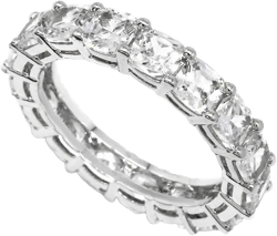 Womens White Gold Plated Lustrous Eternity Band- Rotating with beautiful Lustrous Cubic Zirconia