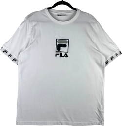 FILA White Embroidered Monogram Cotton Tee Shirt Size L