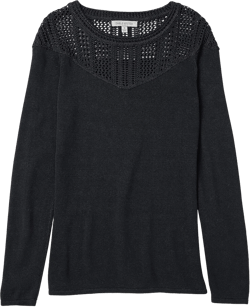 Cable Stitch Women's Pointelle Inset Sweater – Long Sleeve Crewneck Lace Crochet Knit Pullover Top
