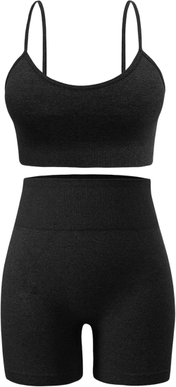 Workout Sets for Women 2 Piece Outfits Gym Shorts Women High Waisted with Adjustable Padded Sports Bra Gym Sets Black Large