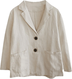 GOKKILRW Womens Cotton Linen Crop Coats Button Down Long Sleeve Lightweight Blazer Jackets Pockets Solid Office Work Blouses Beige XX-Large