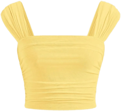 SOLY HUX Women's Square Neck Tank Tops Sleeveless Going Out Tops Double Lined Basic Crop Summer Shirts X-Small Lemon Yellow