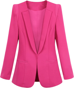 YMING Womens Lapel Open Front Blazer Solid Color Business Jackets Slim Fit Work Office Cardigan with Pockets X-Large Rose