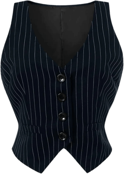 Bollrllr Women's Sleeveless Vest Slim Stripe Vintage Vest Business Casual Vest Medium Navy Blue
