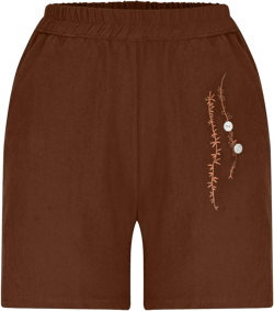 Linen Short for Women Loose Fit 2024 Casual Elastic Waist Workout Shorts Trendy Bermuda Short for Summer Large 03#brown3