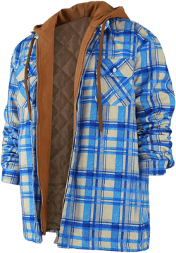 Plaid Jacket Mens Hooded Quilted Lined Flannel Shirt Jacket Long Sleeve Full Zip Jackets Winter Thick Warm Coat 02-light Blue 5X-Large