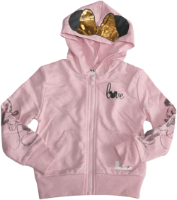 Mickey & Minnie Mouse Disney Mickey and Minnie Mouse Toddler Girl's Love Pink Zip-Up Hooded Jacket Size 2T