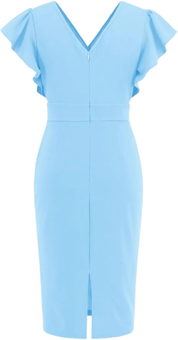 Women's Fashion Dress V-Neck Ruffle Slim Temperament Dresses Solid Color Career Dress Bodycon Wrap Dress