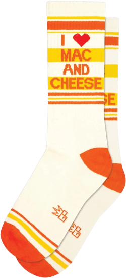 Gumball Poodle Novelty Gift Crew Socks For Men, Women and Teens (Made in the USA) 6-15 I Love Mac and Cheese
