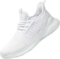 Chopben Women's Walking Shoes Lightweight Breathable Running Shoes Non Slip Athletic Fashion Sneakers Mesh Workout Casual Sports 8.5 White