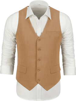 Furuyal Men's Linen Suit Vest Slim Fit Dress Vests for Men Summer Tuxedo Waistcoat X-Small Khaki