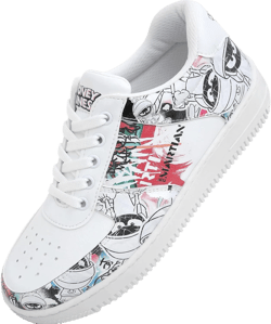 White Sneakers for Women - Handmade Women's Fashion Sneakers, Vegan Leather and Unique Design Dice Sneakers 9 Marvin the Martian Stencil