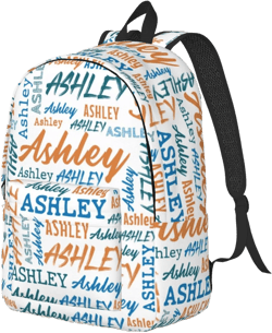 Custom Backpack with Name, Personalized Name Canvas Backpack for Boys Girls Men Women, Customized White Theme Bookbag Casual Daypack for School Travel Camping - 2Sizes White 1