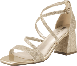 IDIFU IN3 Strappy Heels - Low Block Chunky Heels, Open Square Toe, Wedding Bridal Prom Evening Dress Shoes For Women - Comfortable, Trendy, Cute Heeled Sandals