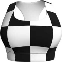 Women's Seamless Sports Bra Racerback Bra High Impact - Yoga Fitness Running Workout Crop Tank Top X-Large Black White Checkered Flag
