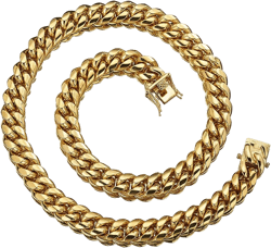 WXP 18K Gold Plated Curb Cuban Link Chain Necklace or Bracelet for Men Women 6/8/10/12/14/18mm Heavy Duty Stainless Steel Gold Chain Jewelry | Amazon.com