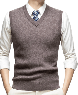 Fashion Cashmere Men's Thickened V-Neck Pullover Vest Vest Loose Shoulder Sweater Plus Size XX-Large Brown Gray Color