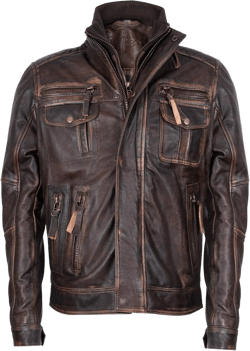 Men's Brown Warm Vintage Brando Leather Biker Jacket Small Brown