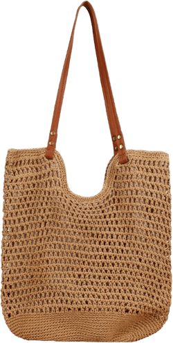 Beach Tote Bag Women Summer Purse 2024 Crochet Handbag Cotton Knit Woven Shoulder Bag Soft Handmade Mesh Boho Travel Vacation Khaki-zipper