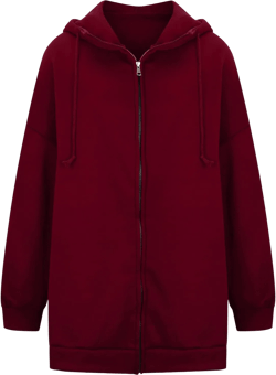Women Zip Up Hoodies Casual Jacket Trendy Sweatshirt Oversize Long Tops Lightweight Long Fleece Tunic With Pockets 4X-Large A04_wine