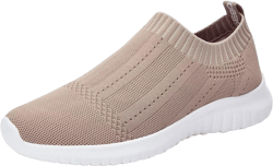TIOSEBON Women's Walking Sock Shoes Elastic Knit Lightweight Slip on Breathable Yoga Sneakers 6.5 A/Apricot