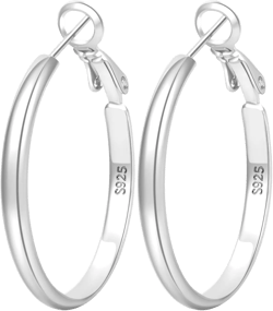 LOUMILEO 925 Sterling Silver Hoop Earrings Big Silver Hoop Earrings Hypoallergenic Large Thin Hoop Earrings for Women Lightweight Silver Hoops Earrings for Women (30/40/45/65/70mm)