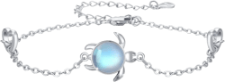Turtle Bracelet 925 Sterling Silver Moonstone Turtle Jewelry Sea Turtle Bracelets Ocean Nature Turtle Bracelet Turtle for Her for Women