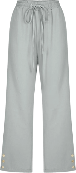 Generic Drawstring Capris for Women Summer Wide Leg Ankle Pants Lightweight Cotton Linen Capri Pants Loose Cropped Trousers Small Mint Green