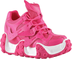 AnthonyWang Carambola-02 Lace Up Hidden Wedge Women's Chunky Platform Sneakers Pink, 9