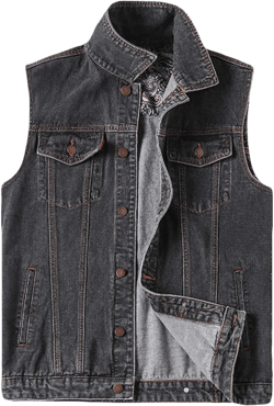 PRIJOUHE Men's Denim Vest Jean Vest Black Denim Motorcycle Black Blue Biker Plus Size Sleeveless Small Grey05