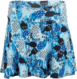 Women's Pickleball Skirt, Graffiti 2 A-line Small Blue